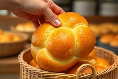 Hand reaching for popular Korean fried pastry bread